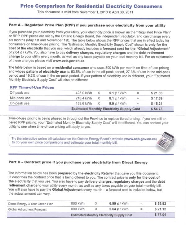 Direct Energy Rates 2011’s Electricity Prices – Direct Energy – Any Improvements Now ...