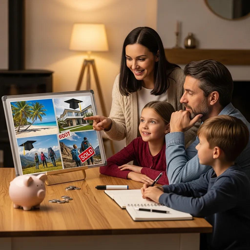 Family planning savings goals together with a vision board