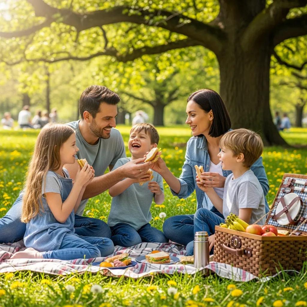 A family sharing a picnic outdoors, illustrating a values-driven view of wealth