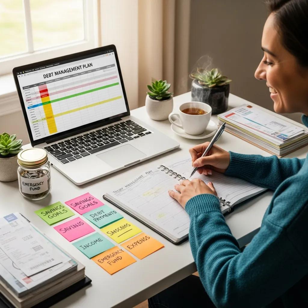 Person budgeting with a laptop and planner &mdash; strategies for managing credit card debt