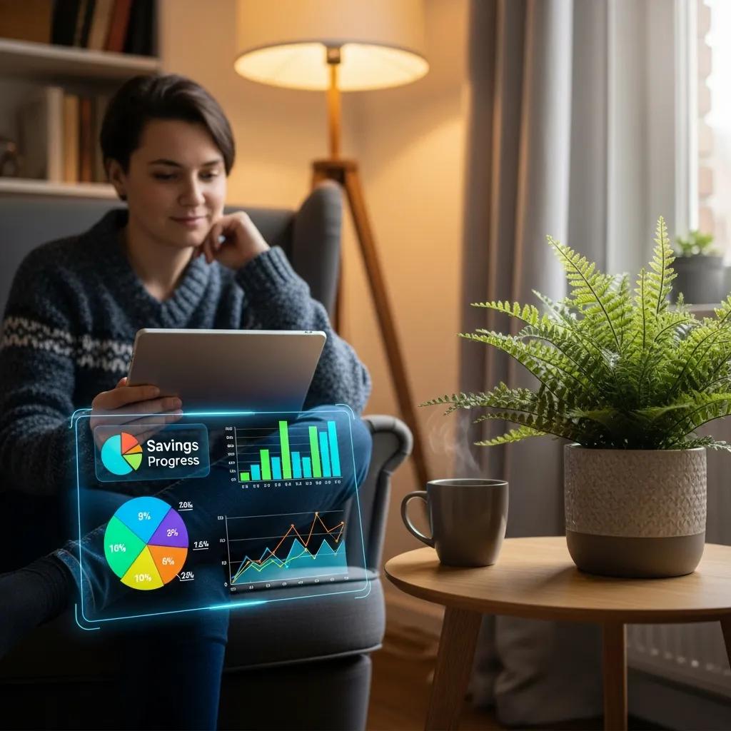 Person reviewing savings goals on a tablet