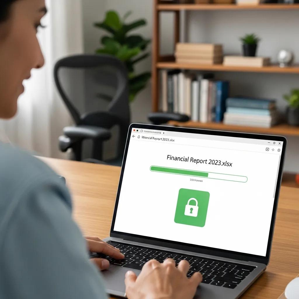 Person uploading financial data securely on a laptop — emphasis on safe data handling