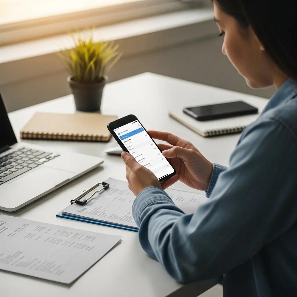 Person using a personal finance app to plan bills and track spending