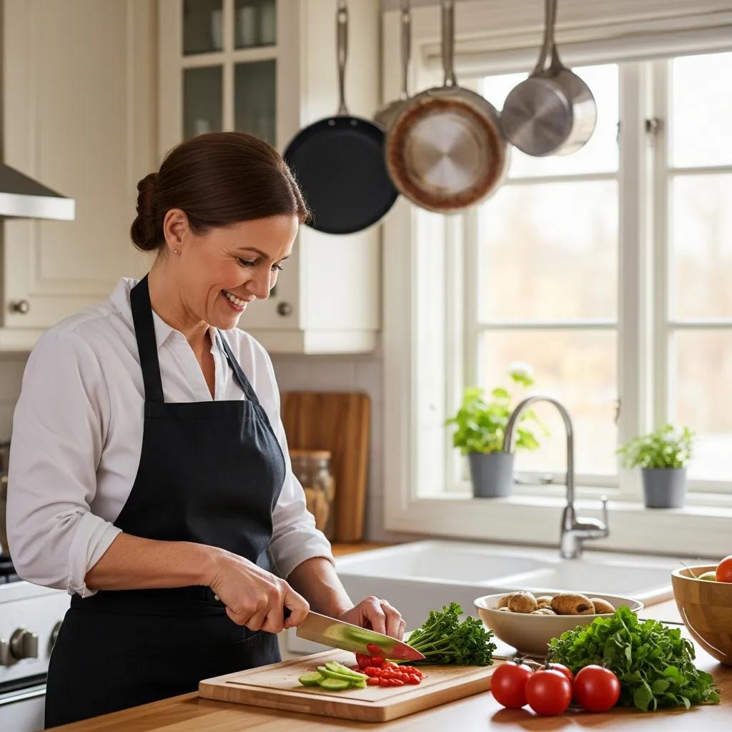 Personal chef preparing a meal in a cozy kitchen, highlighting the benefits of hiring cooking services