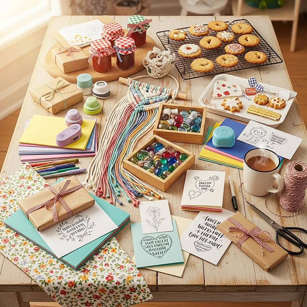 Table with DIY gift-making supplies, highlighting the creativity and personal touch of handmade gifts