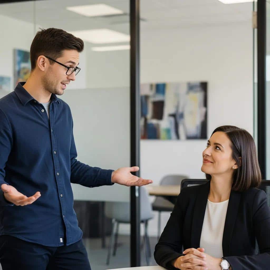 Mock interview showcasing effective body language and communication