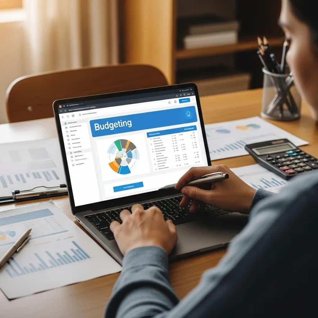 Person using a budgeting tool to manage side hustle income and expenses