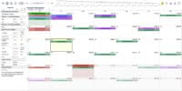A detailed monthly budgeting calendar with transaction entries and categories