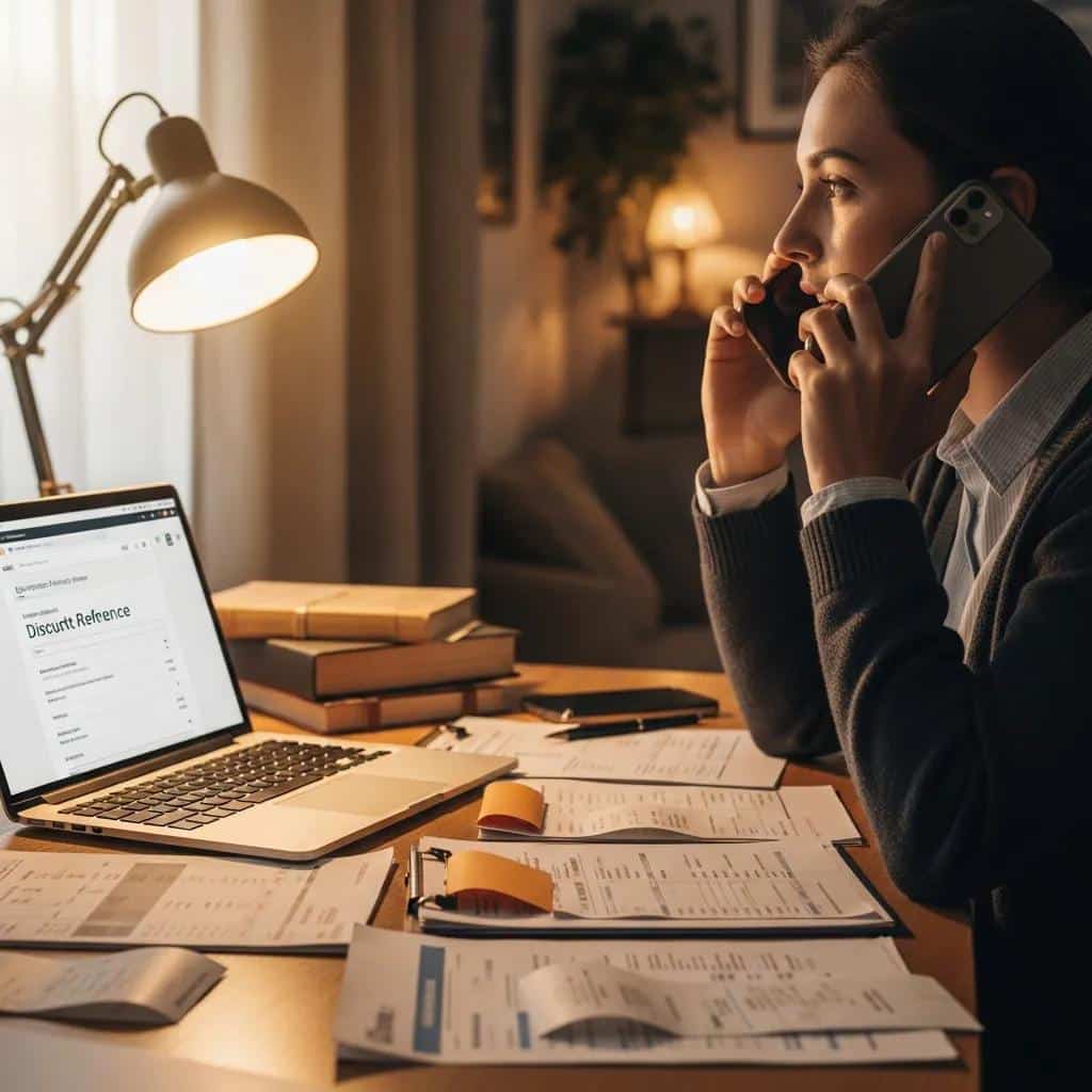 Individual on a phone call disputing a charge, illustrating the refund process