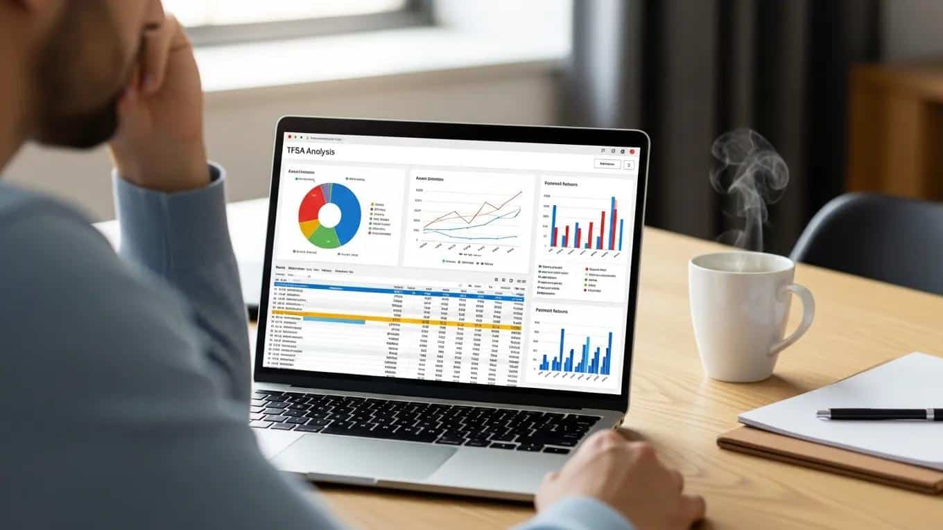 Person reviewing TFSA investment options with charts on a laptop