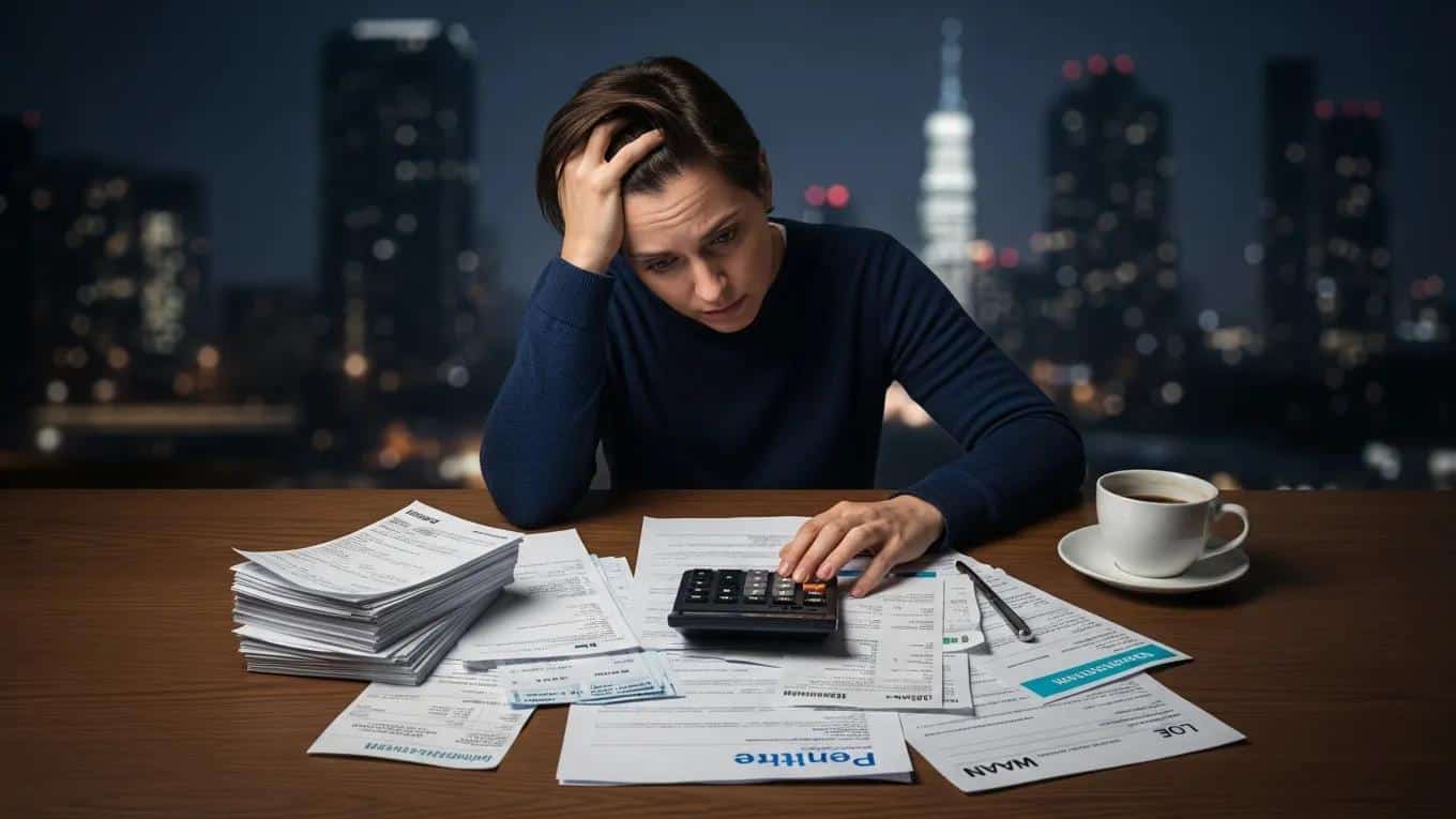 Person worried over bills, illustrating personal strain from mismanaged money