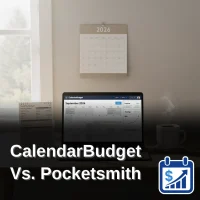 Cozy desk with laptop, 2026 calendar, and financial papers illustrating a date-based budgeting view